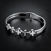 Silver Clover Bangle